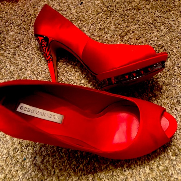 BCBG Shoes - BCBG Red Satin Heels